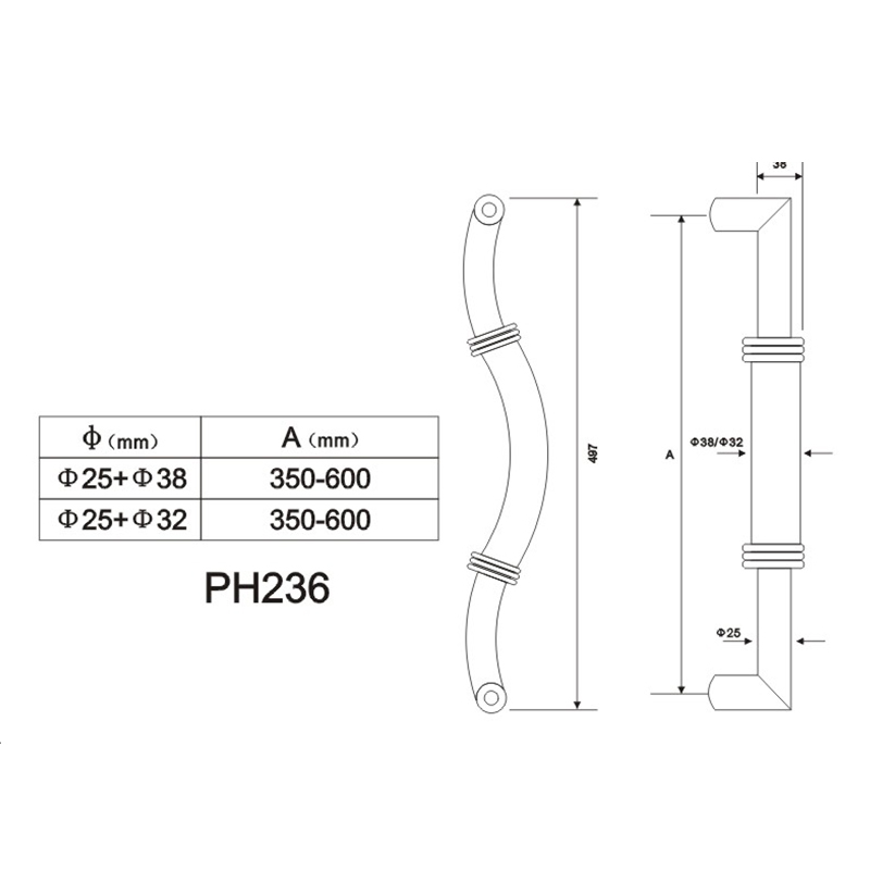 Stainless Steel Glass Door Pull Handle